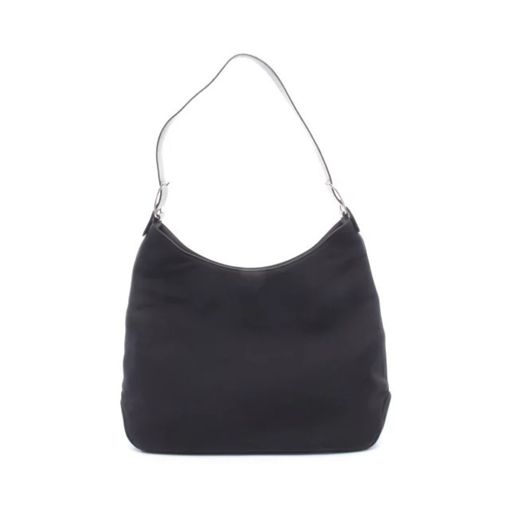 Salvatore Ferragamo Vara Canvas Leather Shoulder Bag Black